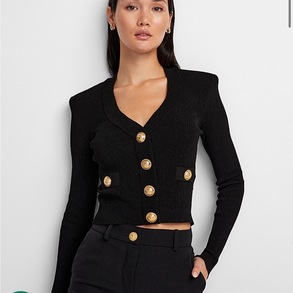 Balmain Black Cardigan with Gold Buttons